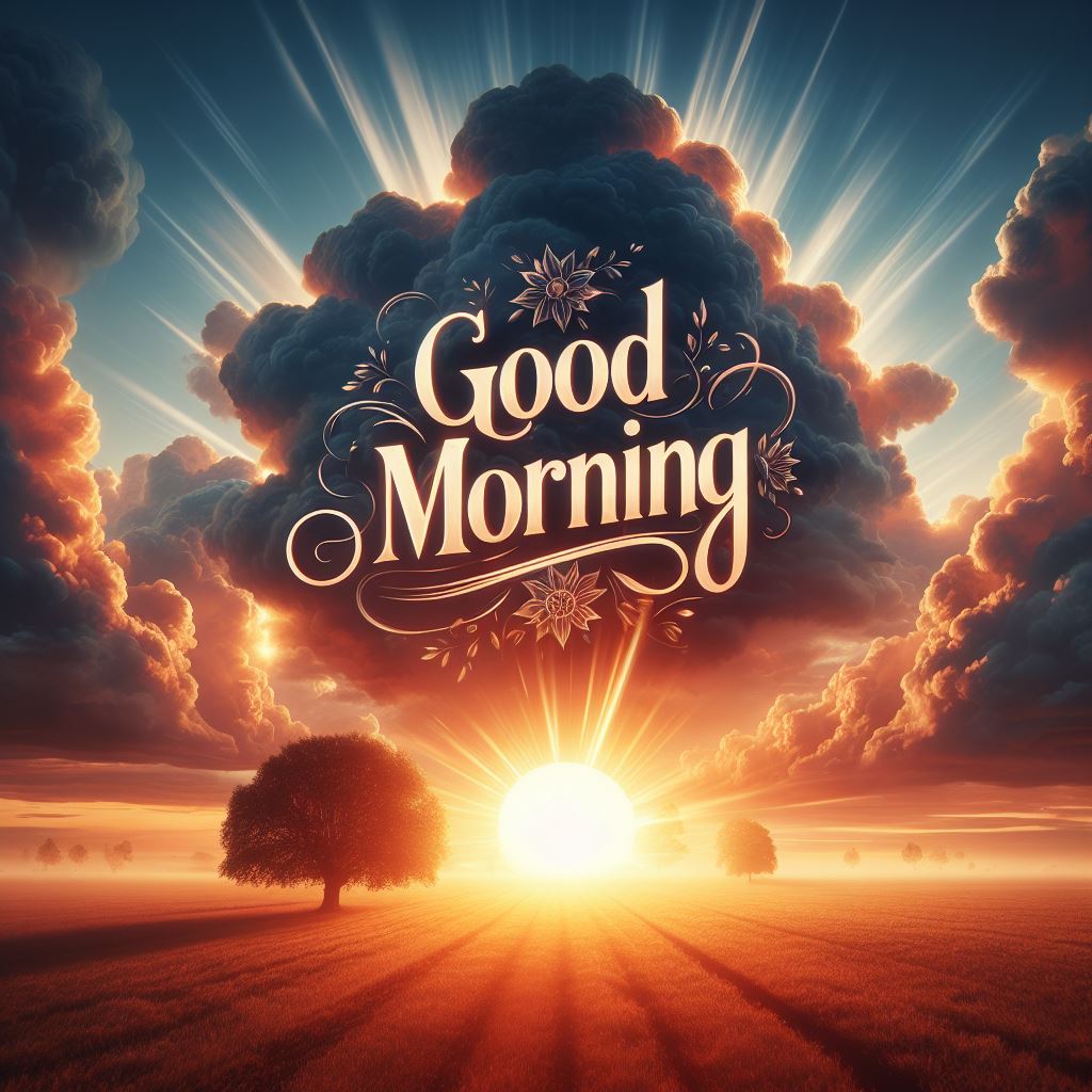 Beautiful sunrise with the text Good Morning