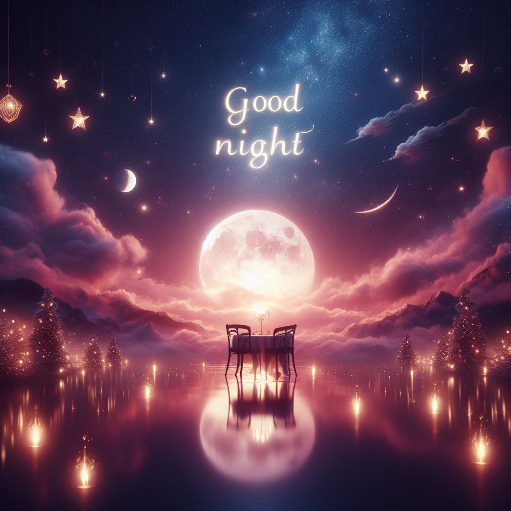 Good Night Wish Image Beautiful sky moon and stars